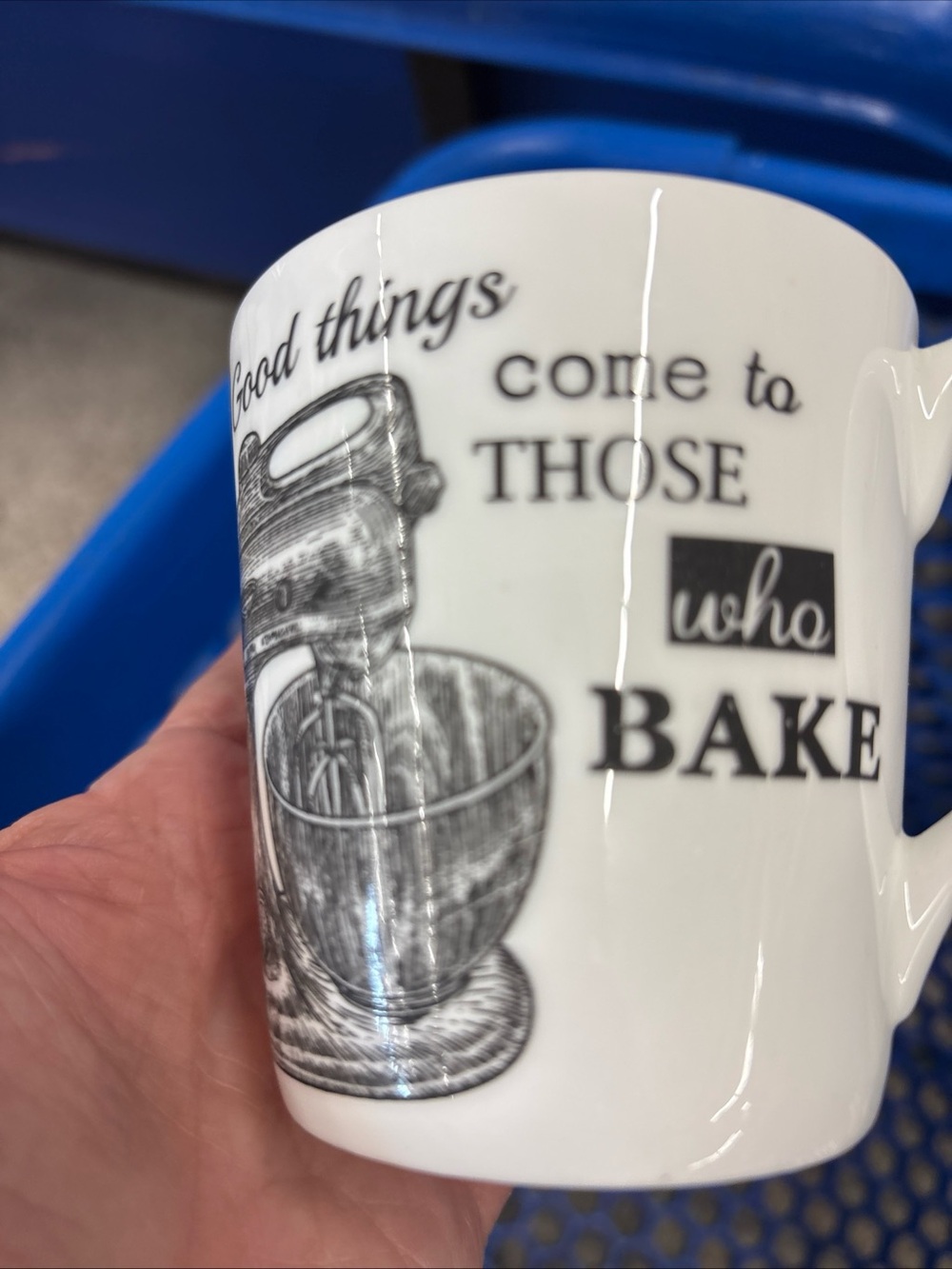 White Ceramic Baking Mug with Black Mixer Illustration
